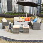 Santiago 6 - Pieces Outdoor Conversation Set with Rectangular Firepit Table (PAS - 1403B+2150) - Direct Wicker