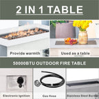 Santiago 6 - Pieces Outdoor Conversation Set with Rectangular Firepit Table (PAS - 1403B+2150) - Direct Wicker