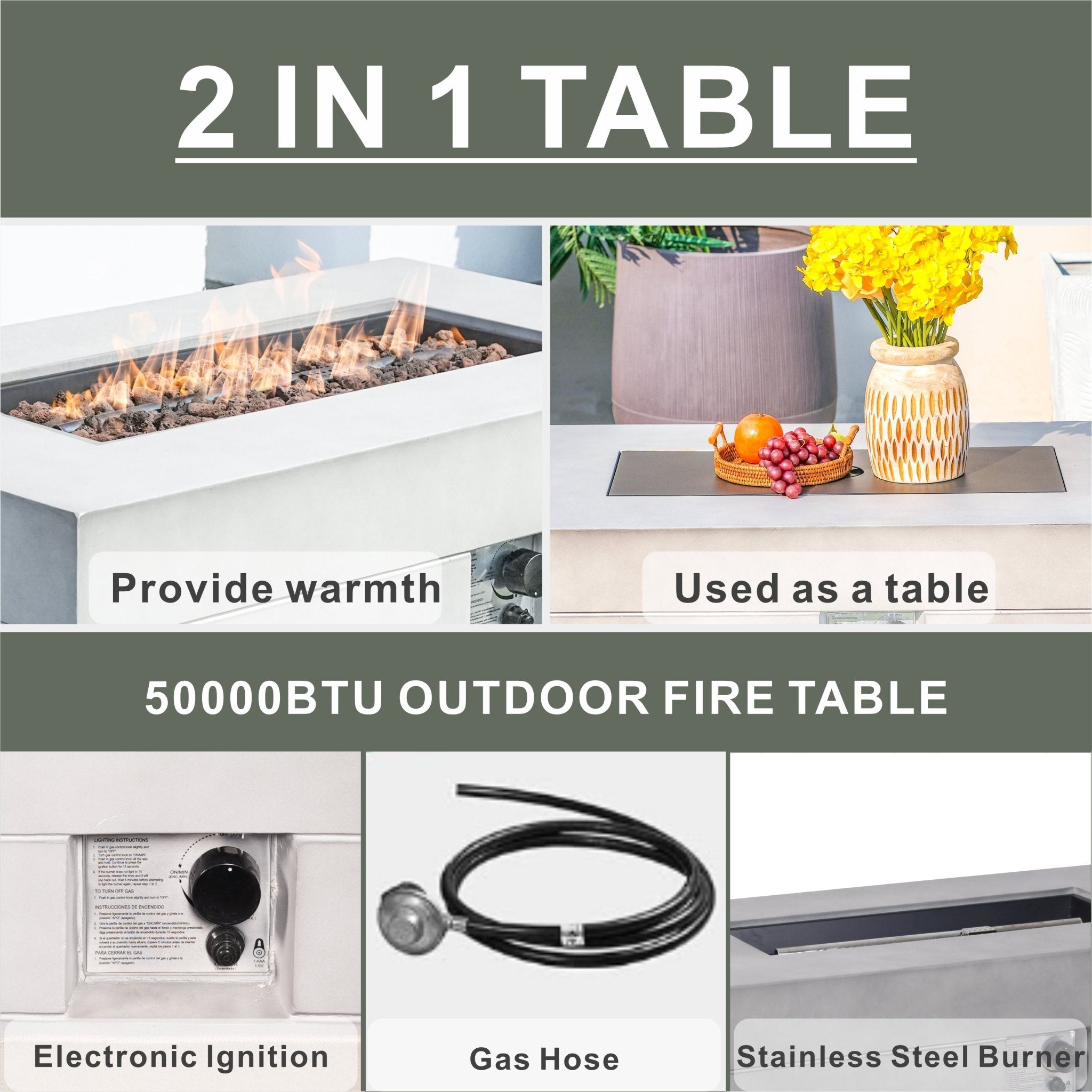 Santiago 6 - Pieces Outdoor Conversation Set with Rectangular Firepit Table (PAS - 1403B+2150) - Direct Wicker