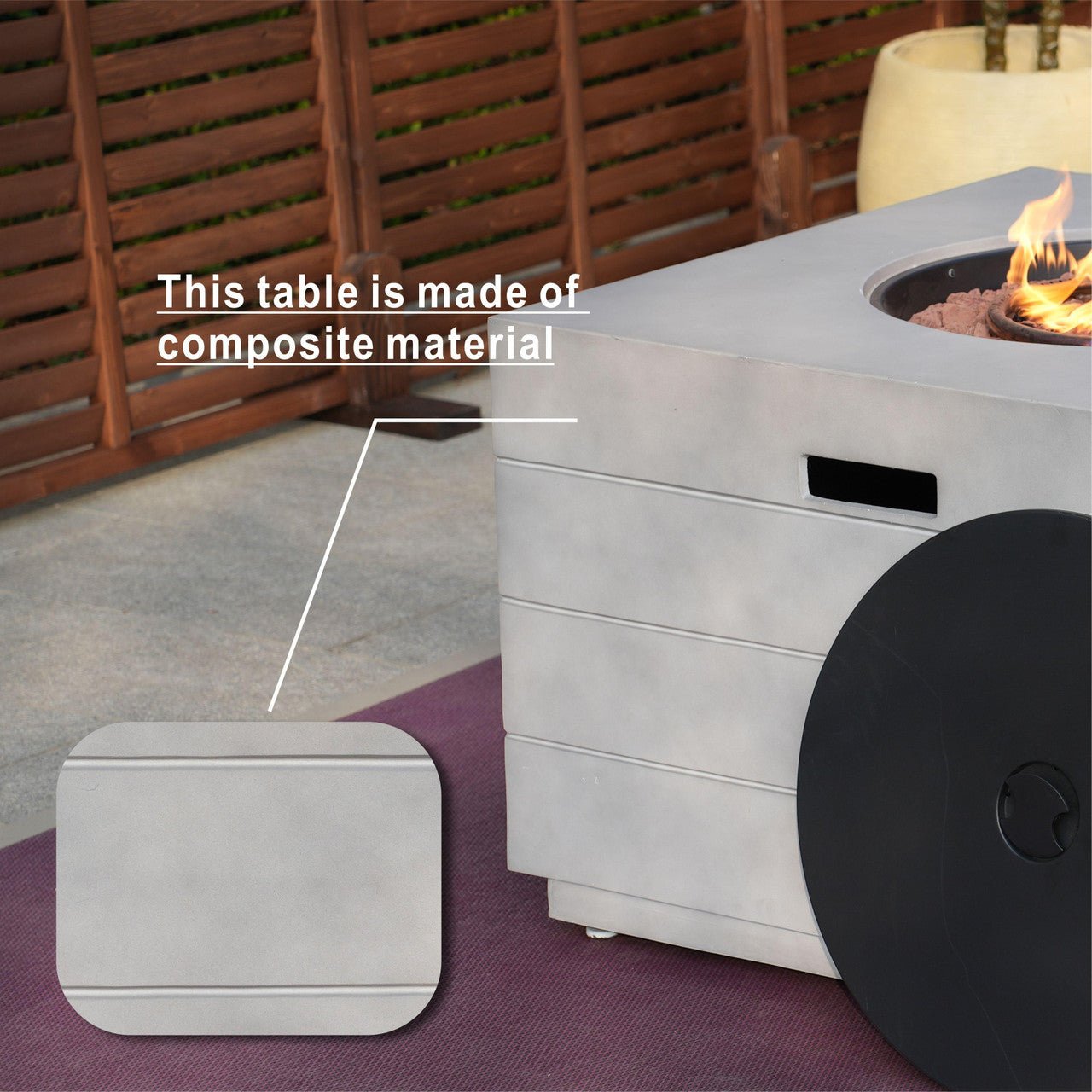 Santiago 6 - Pieces Outdoor Conversation Set with Square Fire Pit Table (PAS - 1403B - BR+2140) - Direct Wicker