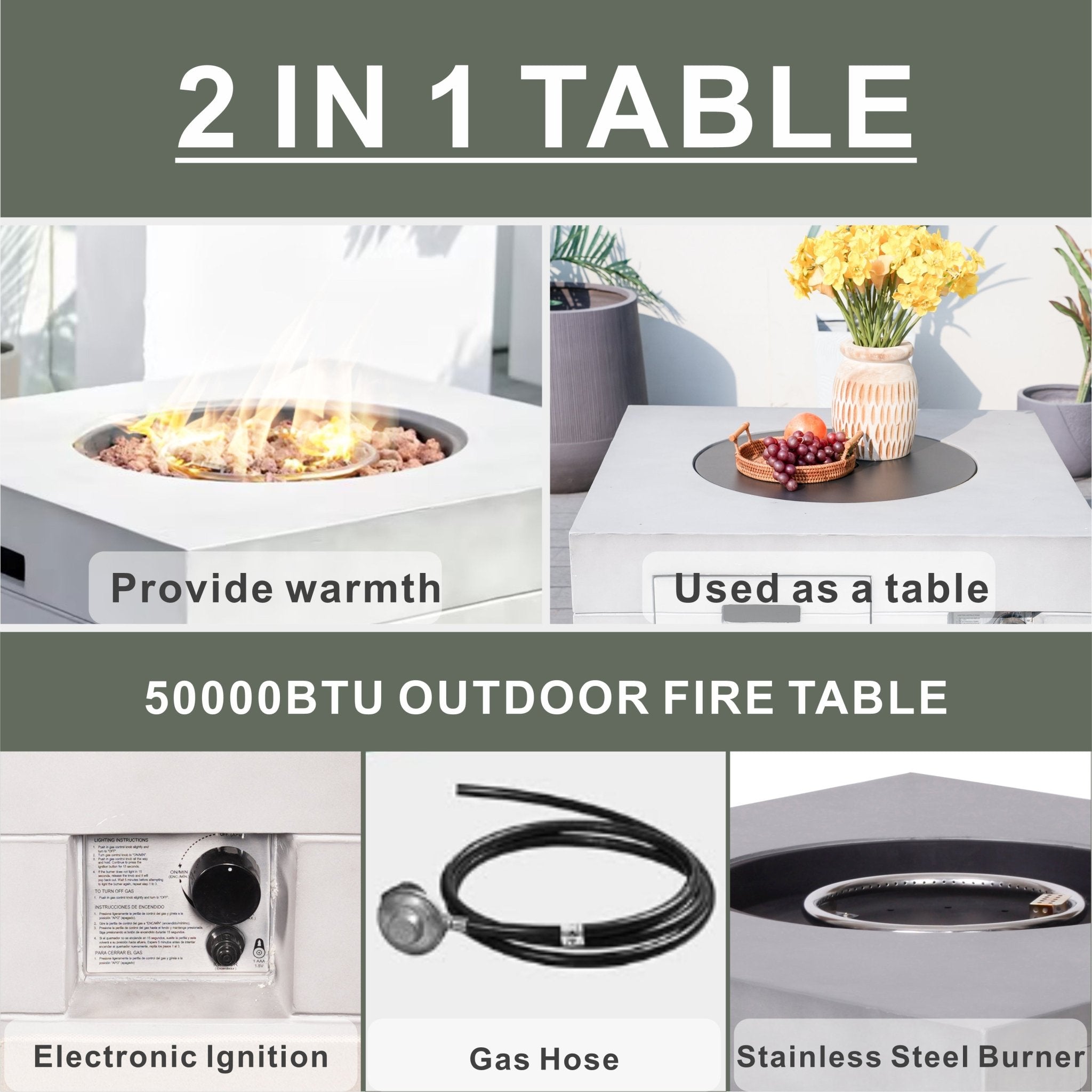 Santiago 6 - Pieces Outdoor Conversation Set with Square Fire Pit Table (PAS - 1403B - BR+2140) - Direct Wicker