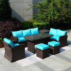 Santiago 7 - Piece Outdoor Corner Sofa Set With Rectangular Table (PAS - 1403B) - Direct Wicker