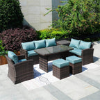 Santiago 7 - Piece Outdoor Corner Sofa Set With Rectangular Table (PAS - 1403B) - Direct Wicker