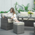 Santiago 7 - Piece Outdoor Corner Sofa Set With Rectangular Table (PAS - 1403B) - Direct Wicker