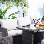 Santiago 7 - Piece Outdoor Corner Sofa Set With Rectangular Table (PAS - 1403B) - Direct Wicker