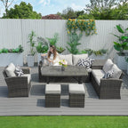 Santiago 7 - Piece Outdoor Corner Sofa Set With Rectangular Table (PAS - 1403B) - Direct Wicker