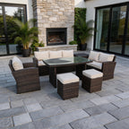 Santiago 7 - Piece Outdoor Corner Sofa Set With Rectangular Table (PAS - 1403B) - Direct Wicker