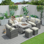 Santiago 7-Piece Outdoor Fire Pit Sofa Set (PAG-1403B+2170) - Direct Wicker