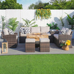 Santiago 7 - Piece Outdoor Fire Pit Sofa Set (PAG - 1403B+2170) - Direct Wicker