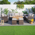 Santiago 7 - Piece Outdoor Fire Pit Sofa Set (PAG - 1403B+2170) - Direct Wicker
