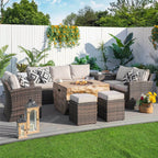Santiago 7 - Piece Outdoor Fire Pit Sofa Set (PAG - 1403B+2170) - Direct Wicker
