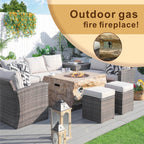 Santiago 7 - Piece Outdoor Fire Pit Sofa Set (PAG - 1403B+2170) - Direct Wicker