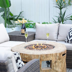 Santiago 7 - Piece Outdoor Fire Pit Sofa Set (PAG - 1403B+2180) - Direct Wicker