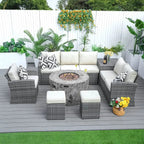 Santiago 7-Piece Outdoor Fire Pit Sofa Set (PAG-1403B+2180) - Direct Wicker