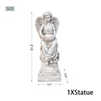 Seated Angel Holding Bowl Magnesium Oxide Garden Sculpture (GS-24936A-AN-WLX) - Direct Wicker