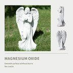 Serene Angel Holding Lamb Magnesium Oxide Garden Sculpture (GS-240377A-BE-WLX) - Direct Wicker