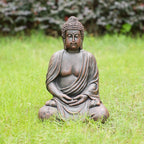 Serene Meditating Buddha Magnesium Oxide Garden Sculpture (GS-24945B-BR-WLX) - Direct Wicker
