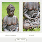 Serene Meditating Buddha Magnesium Oxide Garden Sculpture (GS-24945B-BR-WLX) - Direct Wicker