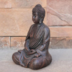 Serene Meditating Buddha Magnesium Oxide Garden Sculpture (GS-24945B-BR-WLX) - Direct Wicker