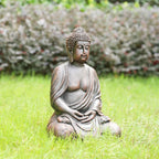 Serene Meditating Buddha Magnesium Oxide Garden Sculpture (GS-24945B-BR-WLX) - Direct Wicker