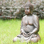 Serene Meditating Buddha Magnesium Oxide Garden Sculpture (GS-24945B-BR-WLX) - Direct Wicker