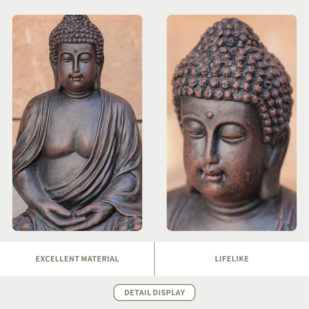Serene Meditating Buddha Magnesium Oxide Garden Sculpture (GS-24945B-BR-WLX) - Direct Wicker