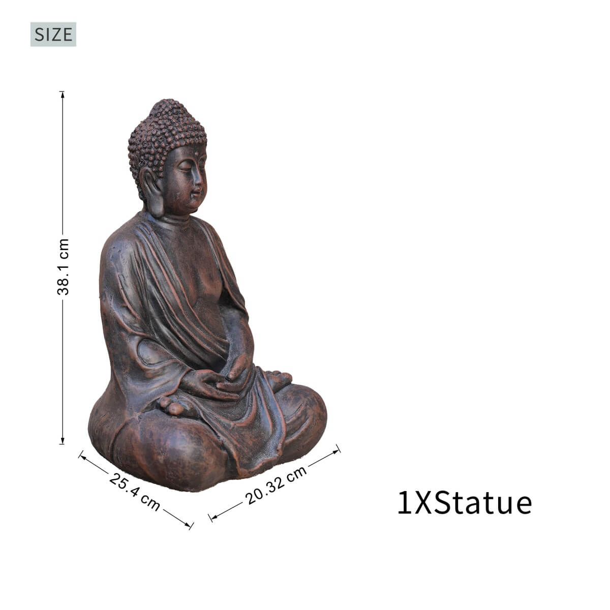 Serene Meditating Buddha Magnesium Oxide Garden Sculpture (GS-24945B-BR-WLX) - Direct Wicker
