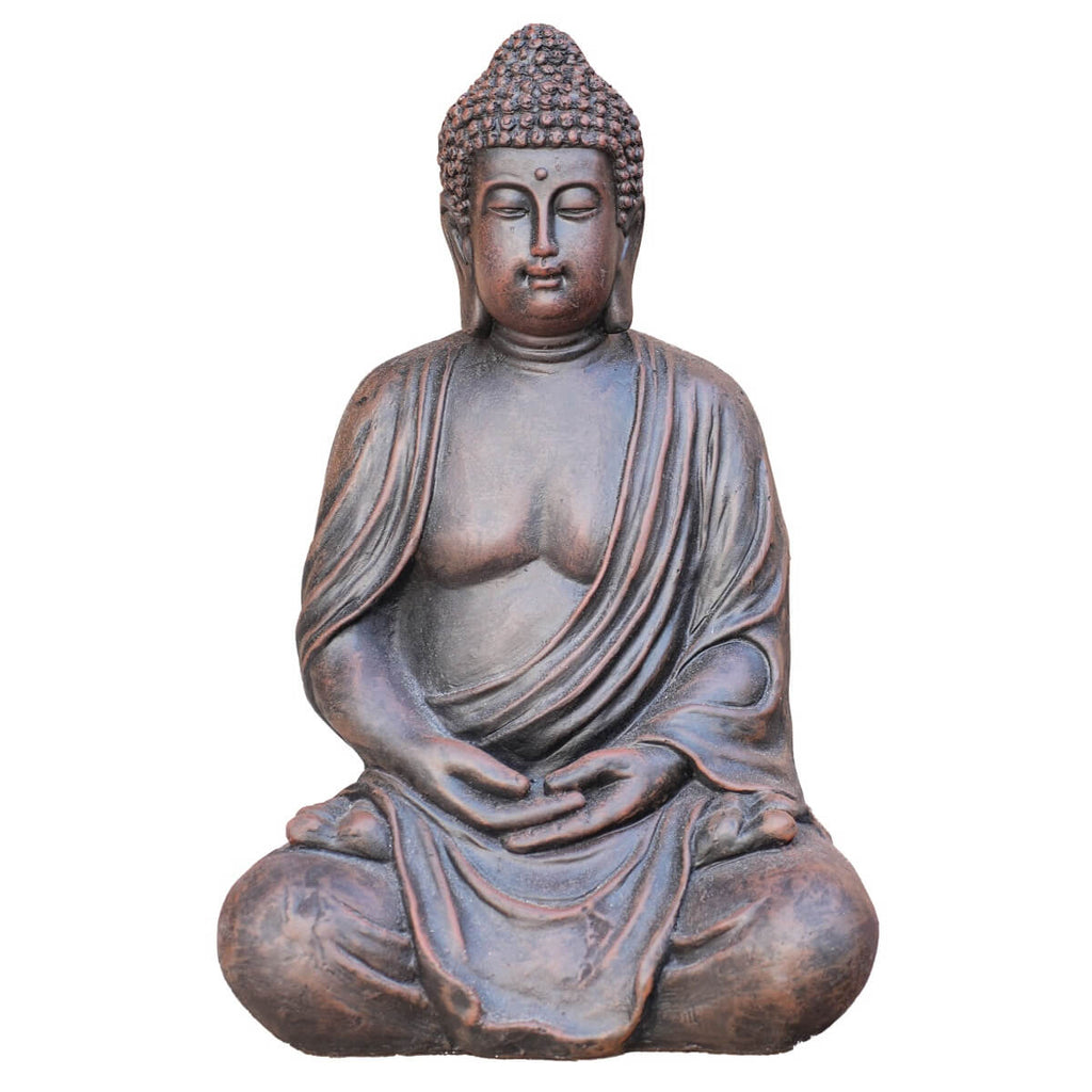 Serene Meditating Buddha Magnesium Oxide Garden Sculpture (GS-24945B-BR-WLX) - Direct Wicker