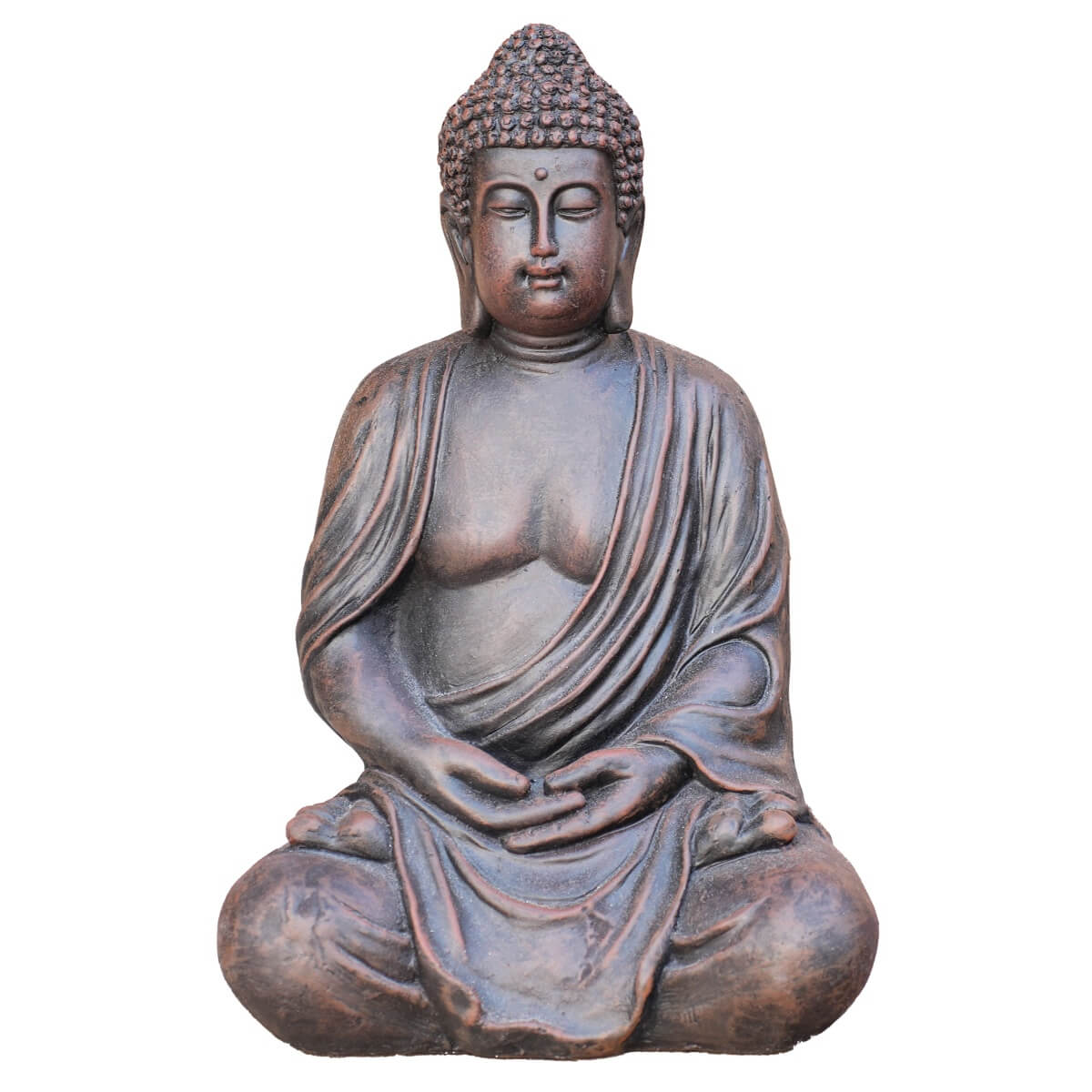 Serene Meditating Buddha Magnesium Oxide Garden Sculpture (GS-24945B-BR-WLX) - Direct Wicker