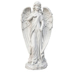 Serene Standing Guardian Angel Magnesium Oxide Garden Sculpture (GS-24939A-WH-WLX) - Direct Wicker