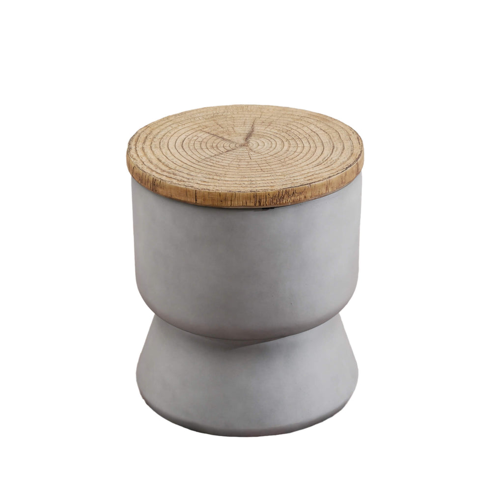 Silver Gray Side Table with Ice Bucket – Terrafab Composite Material（PAT - 24918IB） - Direct Wicker