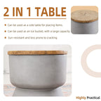 Silver Gray Side Table with Ice Bucket – Terrafab Composite Material（PAT - 24918IB） - Direct Wicker