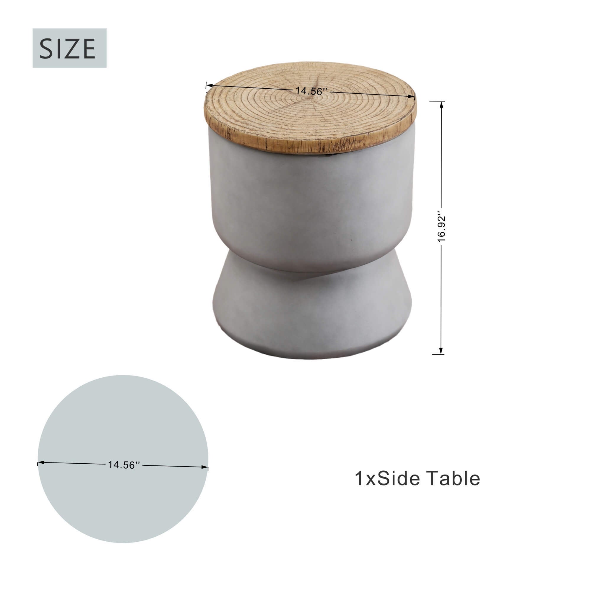 Silver Gray Side Table with Ice Bucket – Terrafab Composite Material（PAT - 24918IB） - Direct Wicker