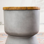 Silver Gray Side Table with Ice Bucket – Terrafab Composite Material（PAT - 24918IB） - Direct Wicker