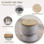 Silver Gray Side Table with Ice Bucket – Terrafab Composite Material（PAT - 24918IB） - Direct Wicker