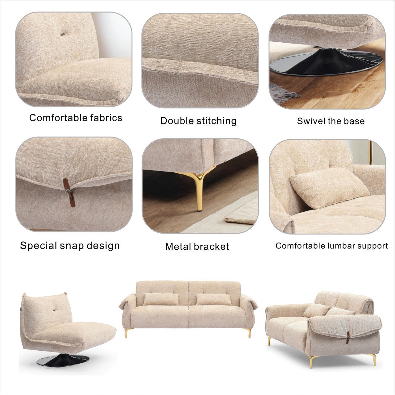 Simple and Cozy Indoor Sofa Set for Comfortable Living (PAS - 241387) - Direct Wicker
