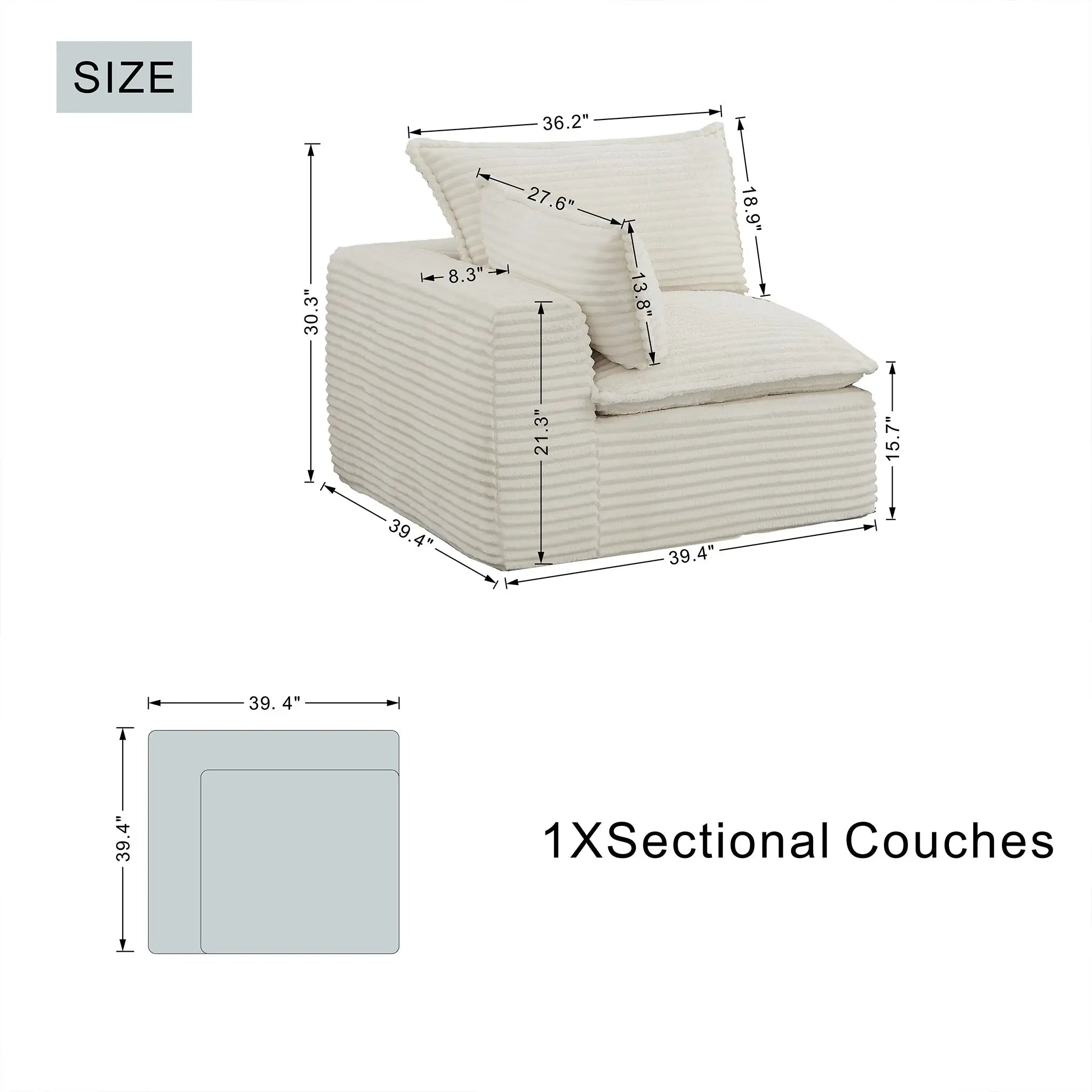 Single Right Modular Sectional Sofa (PAS - 2637 - RS) - Direct Wicker