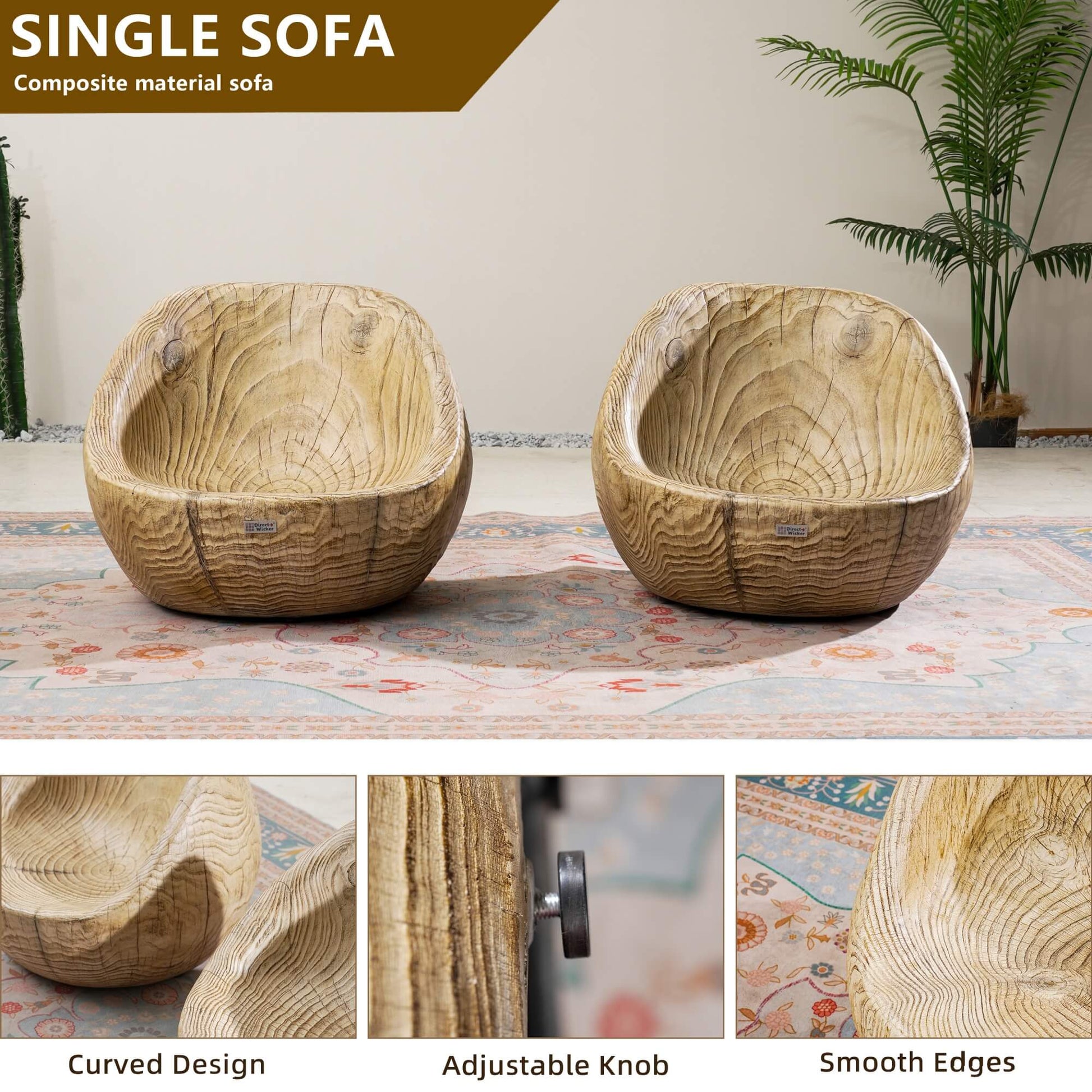 Single Seat Sofa Chair (Small) – Terrafab Composite Material（PAC - 24920SC） - Direct Wicker