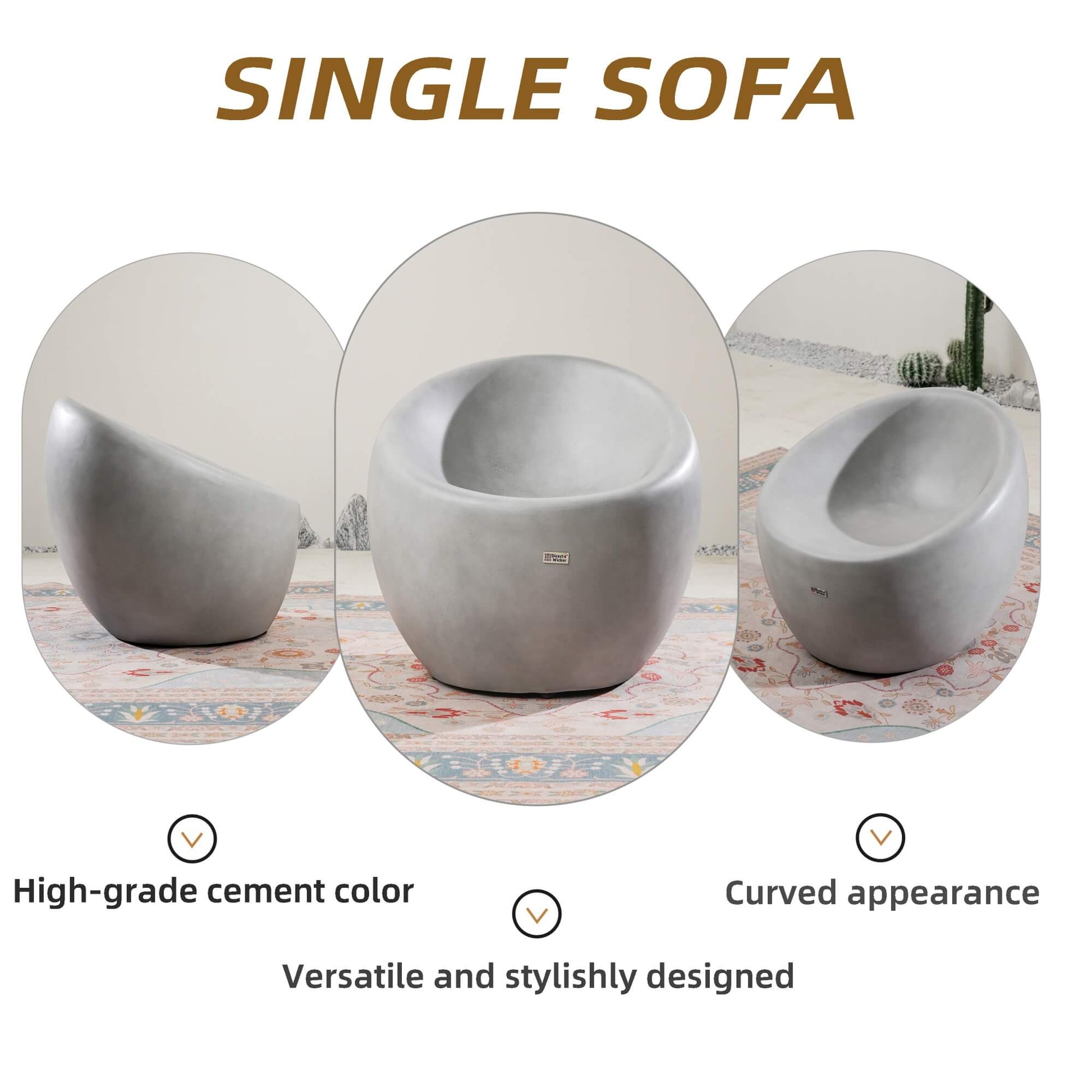 Single-Seat Sofa Chair – Terrafab Composite Material with Iron Frame（PAC-24921SC） - Direct Wicker