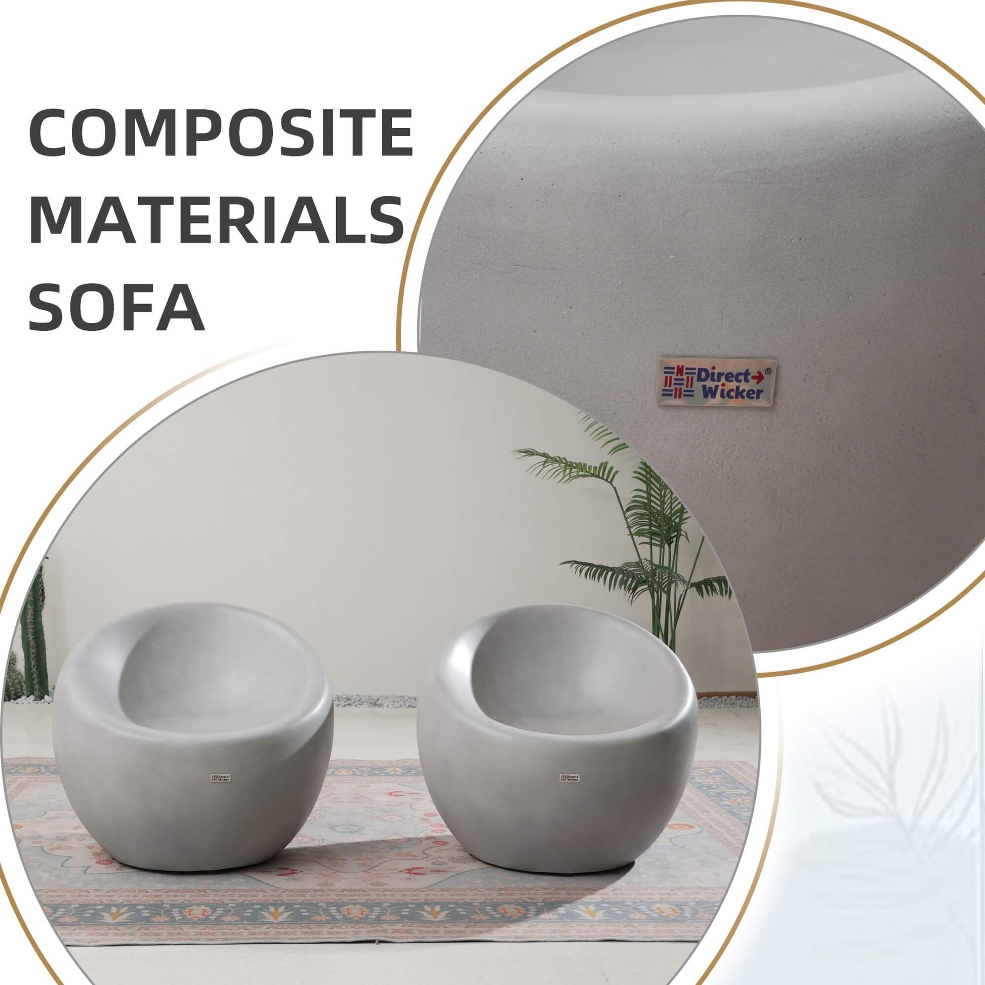 Single-Seat Sofa Chair – Terrafab Composite Material with Iron Frame（PAC-24921SC） - Direct Wicker
