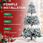 Snow-Flocked Artificial Christmas Tree - Realistic Green Xmas Tree with Faux Snow Effect, 7ft/8ft - Direct Wicker