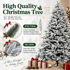 Snow-Flocked Artificial Christmas Tree - Realistic Green Xmas Tree with Faux Snow Effect, 7ft/8ft - Direct Wicker