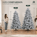 Snow-Flocked Artificial Christmas Tree - Realistic Green Xmas Tree with Faux Snow Effect, 7ft/8ft - Direct Wicker