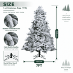 Snow-Flocked Artificial Christmas Tree - Realistic Green Xmas Tree with Faux Snow Effect, 7ft/8ft - Direct Wicker