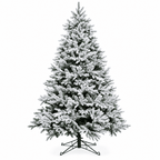 Snow-Flocked Artificial Christmas Tree - Realistic Green Xmas Tree with Faux Snow Effect, 7ft/8ft - Direct Wicker