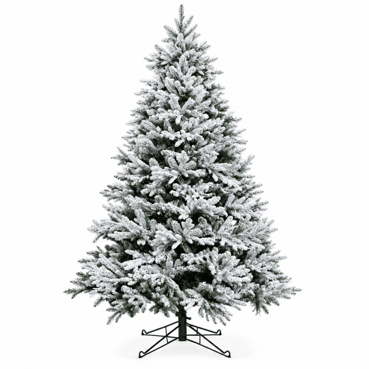 Snow-Flocked Artificial Christmas Tree - Realistic Green Xmas Tree with Faux Snow Effect, 7ft/8ft - Direct Wicker