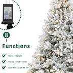 Snow Flocked PE/PVC Pre-Lit Artificial Christmas Tree with Realistic Mixed Foliage, Warm White LED Lights & Metal Stand – 6 FT, 7 FT & 8 FT (PAT-015L) - Direct Wicker