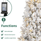 Snow Flocked Pre-Lit Artificial Christmas Tree with Warm White LED Lights, Frosted PVC Branches & Metal Stand – 5 FT, 6 FT & 7 FT (PAT-013L) - Direct Wicker