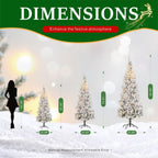 Snow Flocked Pre-Lit Artificial Christmas Tree with Warm White LED Lights, Frosted PVC Branches & Metal Stand – 5 FT, 6 FT & 7 FT (PAT-013L) - Direct Wicker