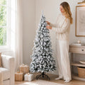 Snow Flocked Unlit Artificial Christmas Tree with Frosted PVC Branches, Full Evergreen Shape & Metal Stand – 5 FT, 6 FT & 7 FT (PAT-013) - Direct Wicker